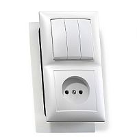 Блок Кунцево-Электро Селена 1-м розетка без зазем.+3-кл. выкл. (БКВР-410) белый картинка